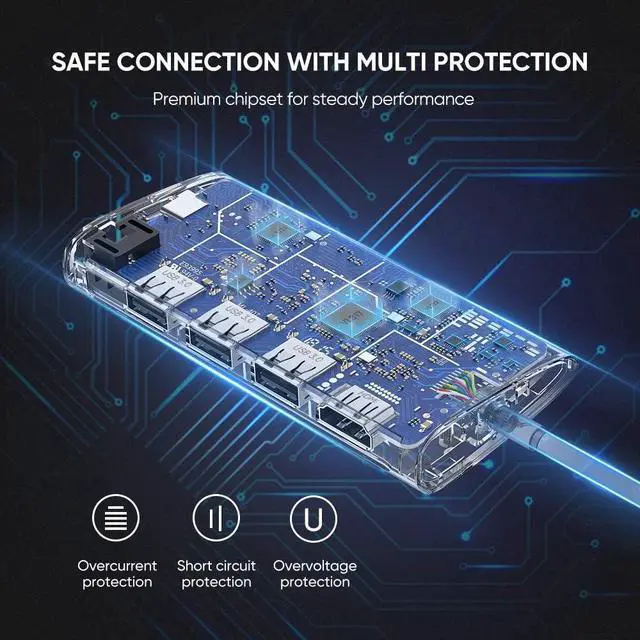 Alt view image 7 of 7 - UGREEN USB C Hub 8 in 1 Type C Dock Station Multiport Adapter to 4K HDMI, Gigabit Ethernet, SD TF Card Reader, 3 USB 3.0 Ports, PD Charging for MacBook Pro, Galaxy Note 10 S10 S9 Plus, Dell XPS 13 15