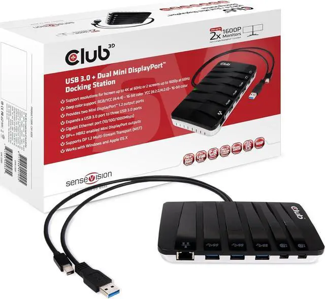 Alt view image 2 of 5 - Club 3D CSV-3203 USB & mDP Docking Station, Black