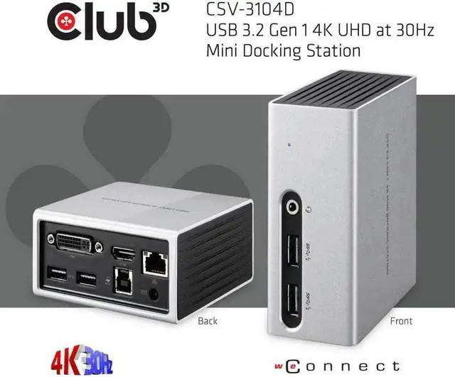 Alt view image 3 of 4 - Club 3D CSV-3104D 4K Docking Station for Laptops, HDMI and DVI to USB 3.0