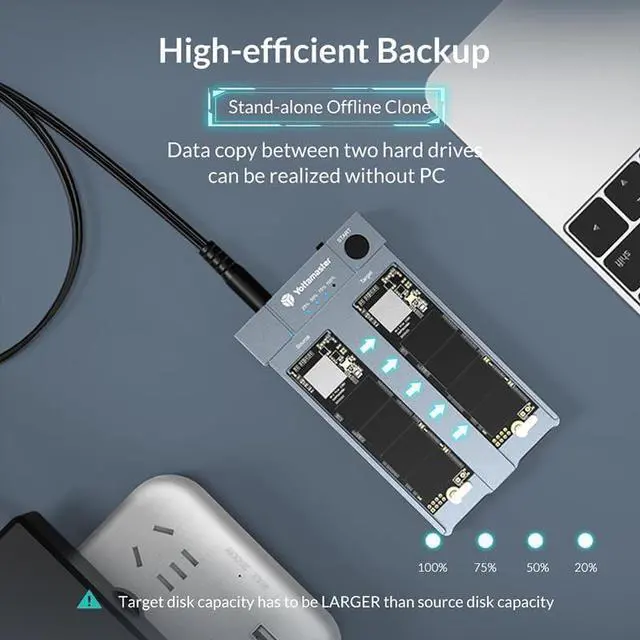 Alt view image 2 of 7 - M.2 NVMe Docking Station, Yottamaster M.2 PCIe NVMe SSD Duplicators,Stand-Alone Offline NVMe Clone,10Gbps USB C 3.1 Gen2 Clone Dual-Bay SSD Enclosure for NVMe SSD (M-Key 2230 2242 2260 2280)-[HC1]