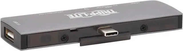 Main image of Tripp Lite USB-C Dock with 4K HDMI, USB-A, Memory Card Slots, PD Charging, Portable Hub, Thunderbolt 3 Compatible, Gray (U442-DOCK15-S)