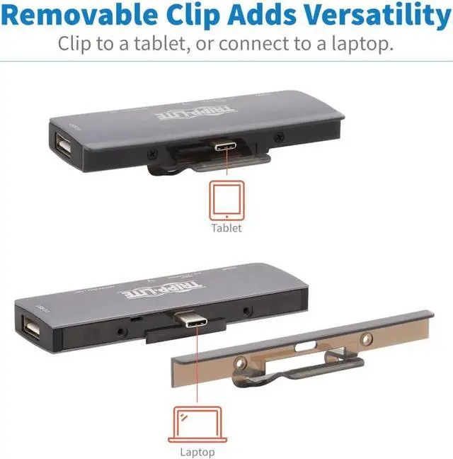 Alt view image 5 of 7 - Tripp Lite USB-C Dock with 4K HDMI, USB-A, Memory Card Slots, PD Charging, Portable Hub, Thunderbolt 3 Compatible, Gray (U442-DOCK15-S)
