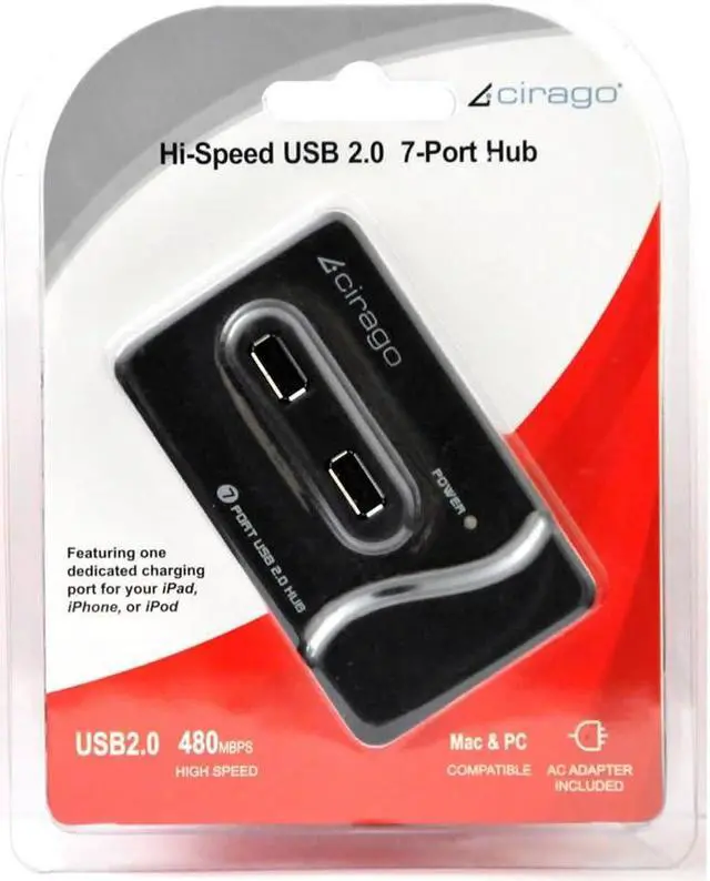 Main image of Cirago Hi-Speed USB 2.0 Hub with iPad/iPhone Charging Port (USH1070)