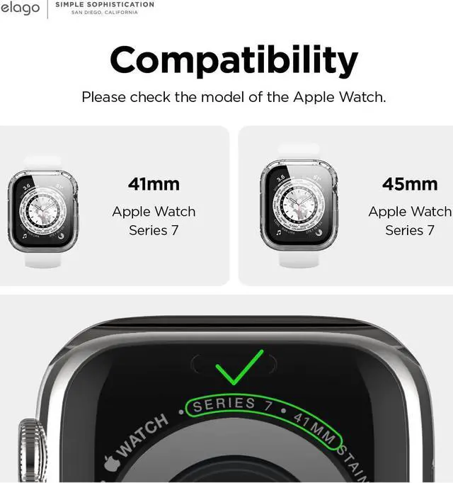 Alt view image 2 of 7 - elago Compatible with Apple Watch Series 9, 8, 7 Screen Protector, Clear Shield, Compatible with iWatch 45mm 41mm, Full Protection, Hard PC + Tempered Glass, Full Access, Charge Directly (41mm, Clear)