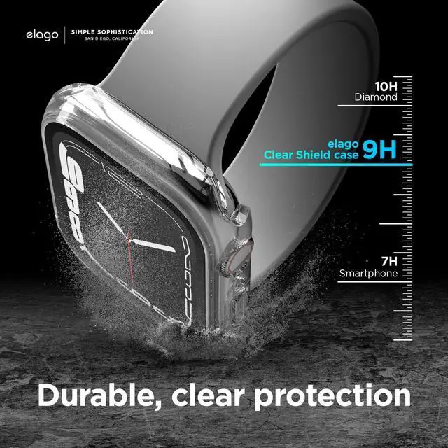 Alt view image 3 of 7 - elago Compatible with Apple Watch Series 9, 8, 7 Screen Protector, Clear Shield, Compatible with iWatch 45mm 41mm, Full Protection, Hard PC + Tempered Glass, Full Access, Charge Directly (41mm, Clear)