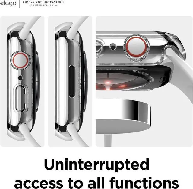 Alt view image 5 of 7 - elago Compatible with Apple Watch Series 9, 8, 7 Screen Protector, Clear Shield, Compatible with iWatch 45mm 41mm, Full Protection, Hard PC + Tempered Glass, Full Access, Charge Directly (41mm, Clear)