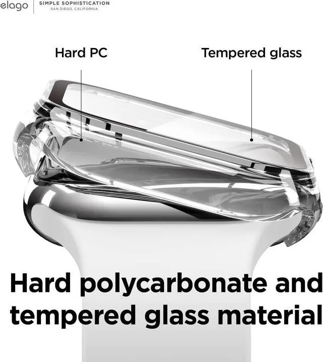 Alt view image 4 of 7 - elago Compatible with Apple Watch Series 9, 8, 7 Screen Protector, Clear Shield, Compatible with iWatch 45mm 41mm, Full Protection, Hard PC + Tempered Glass, Full Access, Charge Directly (41mm, Clear)