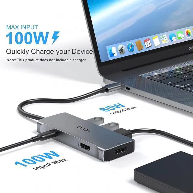 Alt view image 5 of 7 - Docking Station USB C Hub to Dual HDMI Adapter,Dual 4K Multi Monitors USB C Adapter with 2 HDMI Ports,3USB Port,PD for Windows Compatible with Dell,Lenovo,HP,iPhone 15 Pro Max/15 Pro/15 Plus/15