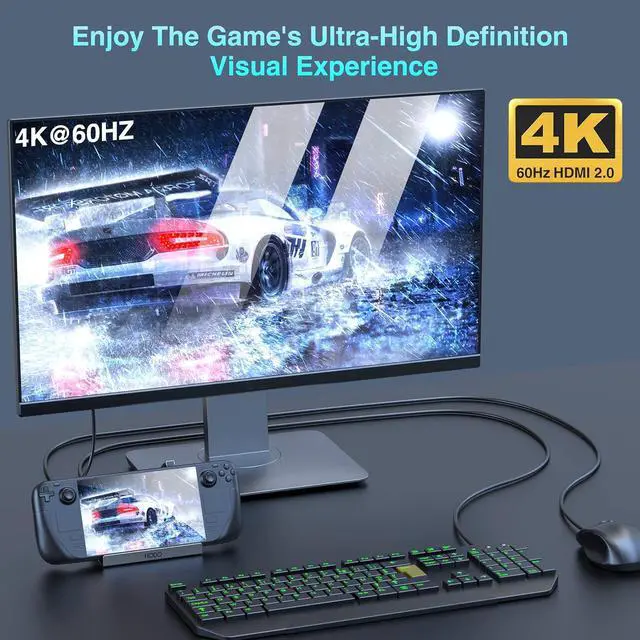 Alt view image 2 of 7 - Docking Station for Steam Deck, 6-in-1 Steam Deck Dock with HDMI 2.0 4K@60Hz,1000mbps Gigabit Ethernet, 3 USB-A 3.0 and 100W Charging USB-C Port Compatible with Valve Steam Deck,ROG Alloy Dock