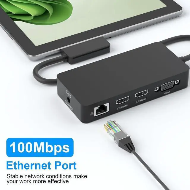 Alt view image 6 of 7 - Surface Dock, Surface Docking Station, 12 in 1 Triple Display Microsoft Surface Dock with HDMI x2, VGA for Surface Pro 9/8/X/7/6/4/3, Surface Laptop 4/3/2/1/go, Surface Book 3/2, Surface Book