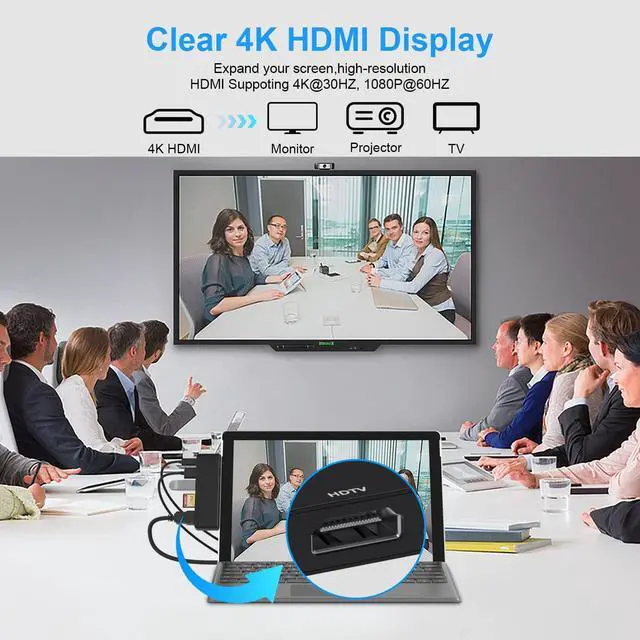 Alt view image 5 of 7 - Surface Pro 9 Accessories, Surface Pro 9 Docking Station with 4K HDMI, USB-C Thunerbolt 4 (Display+Data+PD Charging), 2 USB 3.0, SD/TF Card Reader for Surface Pro 9/Prox