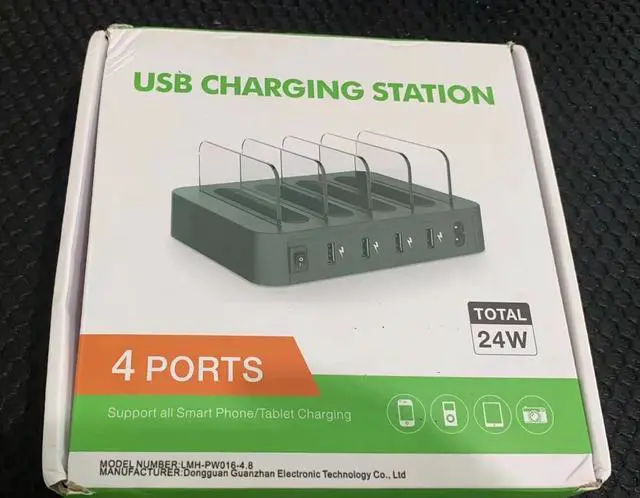 Alt view image 6 of 6 - USB Charging Station 4 Port 24W Fast Charging Stations for Multiple Devices Organizer Desktop Docking Station Compatible with iPhone, iPad, Tablet Ect, Black, LMH-PW016-4.8¡­
