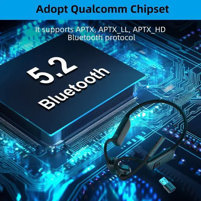 Alt view image 5 of 7 - ZIOCOM Bone Conduction Headphone, Open Ear Headphone with Mic and Noise Canceling, aptX-LL Bluetooth Wireless Headset with USB-A Dongle, Compatible with PS4/PS5/PC/Online Teaching/Meeting/Call Center