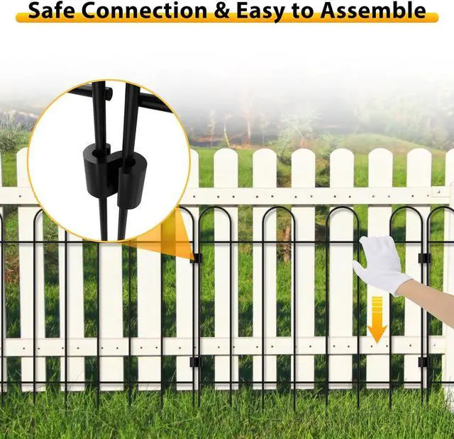 Alt view image 3 of 7 - Sunexinlo Decorative Garden Fence, 10-Pack No Dig Animal Barrier Border Fencing Rabbit Chicken Metal Fence Panel for Yard Garden Beds