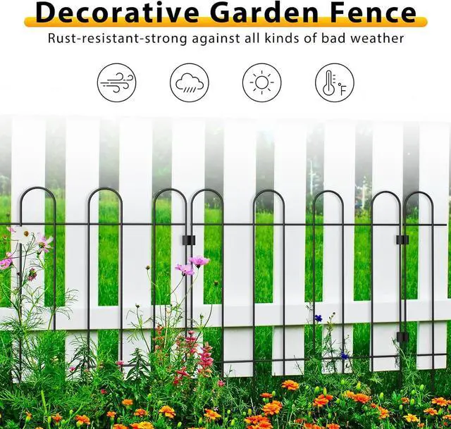 Alt view image 4 of 7 - Sunexinlo Decorative Garden Fence, 10-Pack No Dig Animal Barrier Border Fencing Rabbit Chicken Metal Fence Panel for Yard Garden Beds
