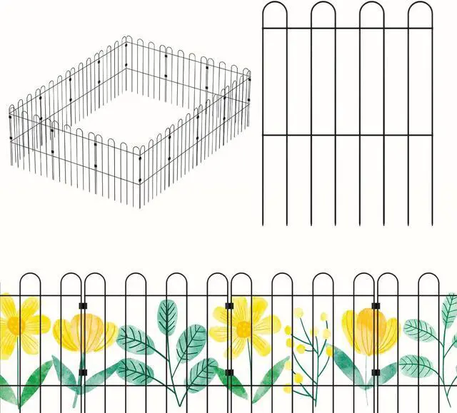 Main image of Sunexinlo Decorative Garden Fence, 10-Pack No Dig Animal Barrier Border Fencing Rabbit Chicken Metal Fence Panel for Yard Garden Beds