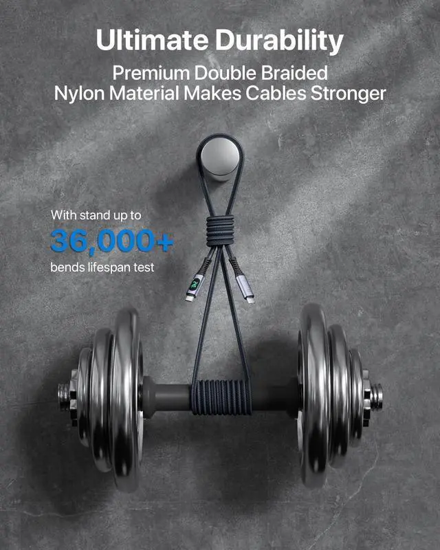 Alt view image 7 of 7 - SooPii USB 4 Cable with LED Display,Supports 8K Video,Max 40Gbps Data Transfer,240W USB C to USB C Charging Cable,Compatible with lPhone 15,MacBook,Thunderbolt 3,Monitor,Docking Stations(1.0m)