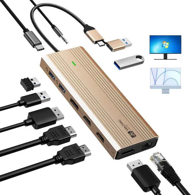 Main image of Displaylink Docking Station Dual Monitor,10 in 1 10Gbps USB C Hub Multiple Adapter for MacBook/Dell/HP/Surface/Lenovo Laptop Docking Station with 2 HDMI 4K,2 PD 4K, Ethernet,USB 3.2,Mic/Audio,100W PD