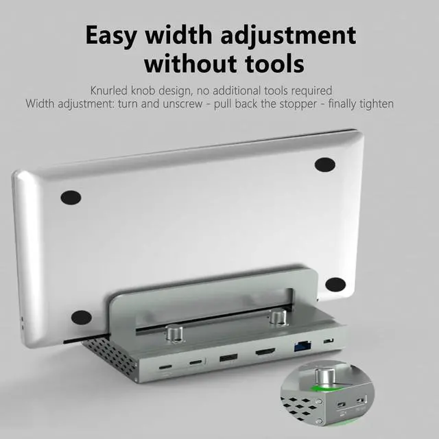 Alt view image 3 of 7 - Zoravson 11 in 1 USB C Docking Station with Laptop Stand,100W Power Delivery with USB 3.0, USB 2.0, USB C, Hdmi2.0, Rj45 Ethernet, SD Card Reader/TF Port,Vertical Storage Desk Organizer