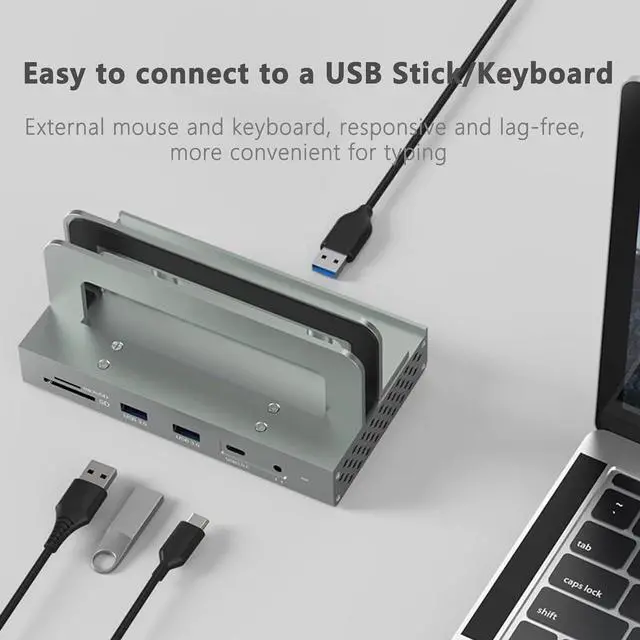 Alt view image 5 of 7 - Zoravson 11 in 1 USB C Docking Station with Laptop Stand,100W Power Delivery with USB 3.0, USB 2.0, USB C, Hdmi2.0, Rj45 Ethernet, SD Card Reader/TF Port,Vertical Storage Desk Organizer