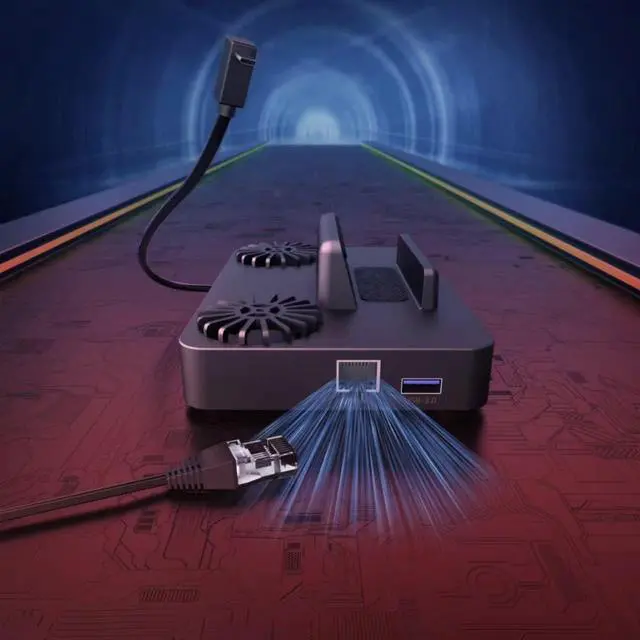 Alt view image 6 of 7 - MEDIRONE Docking Station Compatible with Steam Deck: 6-in-1 Dock Station with Cooling Fan, HDMI 2.0 4K@60Hz, Gigabit Ethernet, 3 USB 3.0 Ports, 100W Speed Charging USB-C Port for Valve Steam Deck