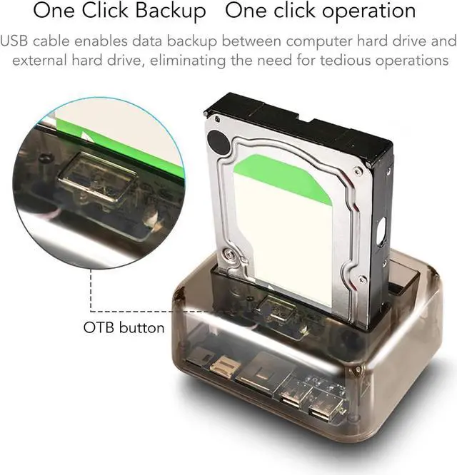 Alt view image 4 of 7 - USB 3.0 to SATA IDE Dual Bay External Hard Drive Docking Station for 2.5 or 3.5in HDD SSD, Support 20TB, Hot Swap, Offline Clone, Tool Free Installation (US Plug)