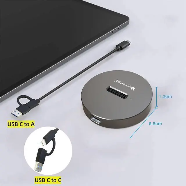 Alt view image 3 of 6 - Mackertop M.2 NVMe & SATA to USB C Docking Station, M.2 SSD to USB A C Reader Adapter for 2280 2260 2242 2230 Enclosure, Fits Both M.2 (M Key, B+M Key) NVMe and SATA NGFF SSDs Aluminum Alloy