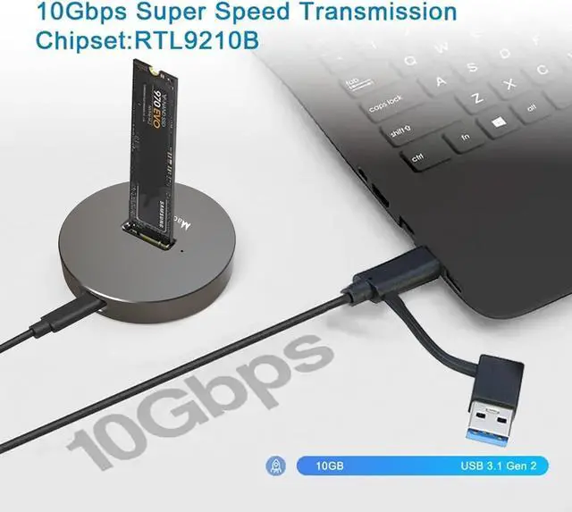 Alt view image 6 of 6 - Mackertop M.2 NVMe & SATA to USB C Docking Station, M.2 SSD to USB A C Reader Adapter for 2280 2260 2242 2230 Enclosure, Fits Both M.2 (M Key, B+M Key) NVMe and SATA NGFF SSDs Aluminum Alloy