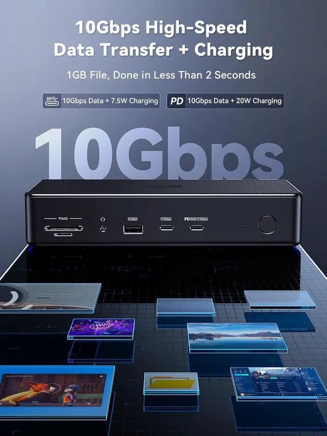 Alt view image 7 of 7 - DisplayLink Docking Station with 150W Power Adapter, 18 in 1 MacBook Dock Extend 8K & 4K Quad Display(3DP+3HDMI) with Ethernet, USB A & USB C, Support Windows & MacOS MST Mode