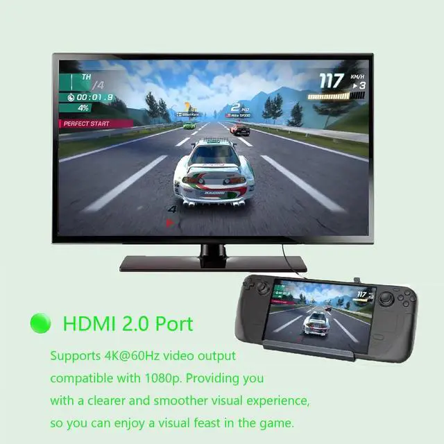 Alt view image 2 of 7 - Dock for Steam Deck 6 in 1, TV Video Adapter with 4K@60Hz HDMI 2.0/PD USB-C/RJ45 Ethernet/3 USB 3.0, Video TV Docking for Dock Station Stand Accessory