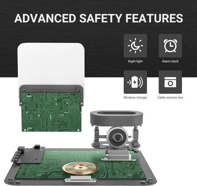 Alt view image 6 of 6 - COLSUR Wireless Charging Station, 3 in 1 Charging Station, Alarm Clock with Wireless Charger, Bedside Lamp, for iPhone 12/13/14/15 Pro/Mini/Pro Max/Plus Gray(QC3.0/18W Adapter Included)