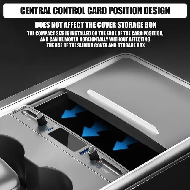 Alt view image 6 of 7 - Car Charger Multi Port for Tesla Model 3/Y 2021-2023, USB Hub for Tesla Model 3/Y Retractable Hub Docking Station Center Console USB Hub Docking Station for Tesla