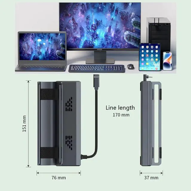 Alt view image 5 of 7 - Dock for Steam Deck 6 in 1, TV Video Adapter with 4K@60Hz HDMI 2.0/PD USB-C/RJ45 Ethernet/3 USB 3.0, Video TV Docking for Dock Station Stand Accessory