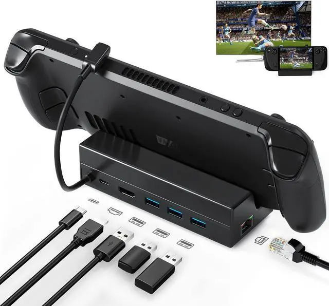 Main image of Docking Station for Steam Deck: Stream Deck Dock 6-in-1 with HDMI 2.0 4K@60Hz, 1000Mbps Ethernet, 3 USB 3.0 and Fast Charging Port Compatible with Valve Steam Deck