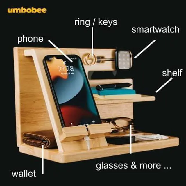 Alt view image 2 of 6 - umbobee Wood Phone Docking Station (Rubber Wood)