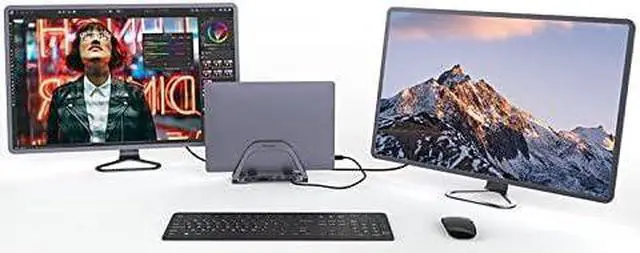 Alt view image 4 of 5 - GIDi 10 in 1 MacBook Hub Docking Station (Non M1 Chip),2 HDMI @4K 60Hz 100W PD USB 3.0 2.0 SD Micro Card Slots & Ethernet,MST for Non M1 MacBook Three Screen Hub Adapter Extender Converter
