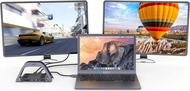 Alt view image 3 of 5 - GIDi 10 in 1 MacBook Hub Docking Station (Non M1 Chip),2 HDMI @4K 60Hz 100W PD USB 3.0 2.0 SD Micro Card Slots & Ethernet,MST for Non M1 MacBook Three Screen Hub Adapter Extender Converter