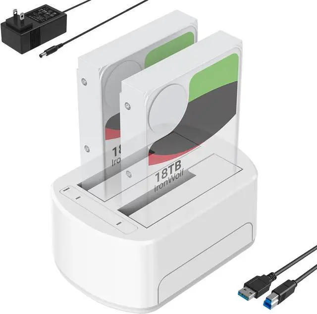 Main image of 2 Bay External Hard Drive Docking Station for 2.5" & 3.5" SATA HDD/SSD to USB3.0 Enclosure, Support Hard Reading and Writing Function - White(K3062A)