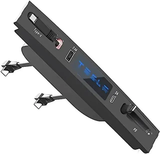 Main image of AlphaDesignLuxe USB Hub for Tesla Model 3/Y 2021 2022 2023 Center Console, 5-in-1 Multi Port Docking Station with USB Ports, Type-C Ports and Charging Cable Holder, for Tesla Model 3 & Y Accessories
