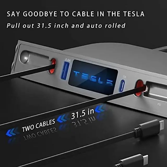 Alt view image 6 of 6 - AlphaDesignLuxe USB Hub for Tesla Model 3/Y 2021 2022 2023 Center Console, 5-in-1 Multi Port Docking Station with USB Ports, Type-C Ports and Charging Cable Holder, for Tesla Model 3 & Y Accessories