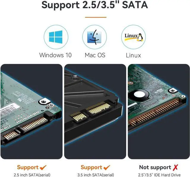 Alt view image 3 of 7 - USB 3.0 to SATA HDD/SSD Docking Station with 2 USB 3.0 Ports, 1 Fast Charge Port, Support for 14TB Drives - K308H