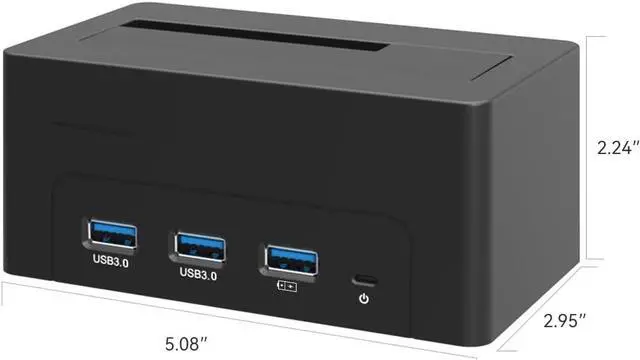 Alt view image 7 of 7 - USB 3.0 to SATA HDD/SSD Docking Station with 2 USB 3.0 Ports, 1 Fast Charge Port, Support for 14TB Drives - K308H