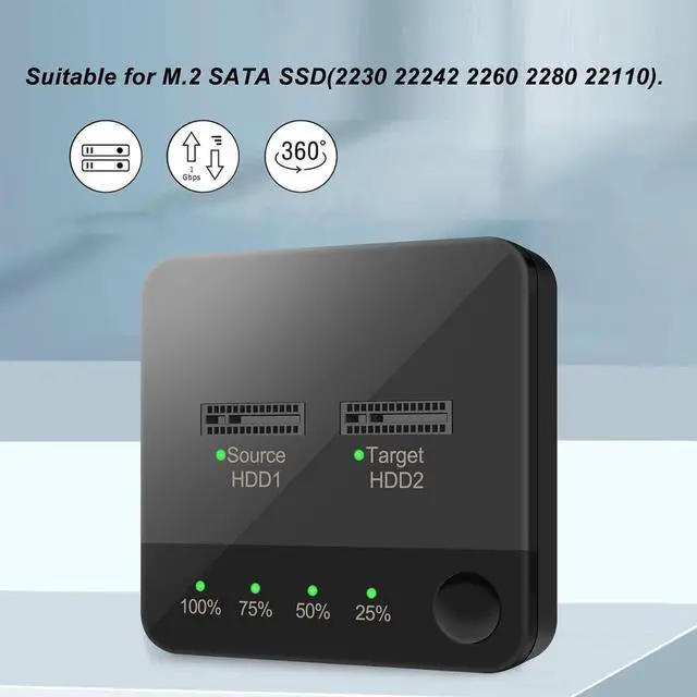 Alt view image 2 of 7 - M.2 SSD Duplicator, HighSpeed Offline Clone Docking Station with 1Gbps Transfer Rate for 2230 22242 2260 2280 22110, Dual Bay 2TB Capacity with Type C Interface, One to One