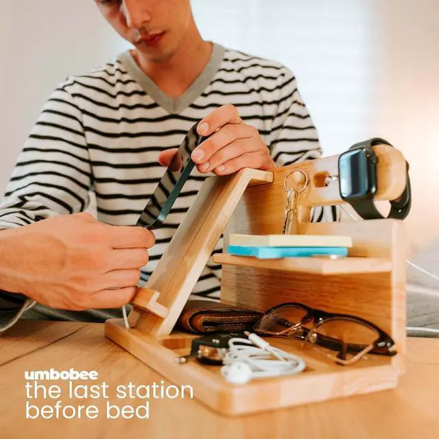 Alt view image 3 of 6 - umbobee Wood Phone Docking Station (Rubber Wood)