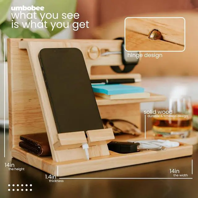 Alt view image 4 of 6 - umbobee Wood Phone Docking Station (Rubber Wood)