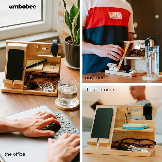 Alt view image 5 of 6 - umbobee Wood Phone Docking Station (Rubber Wood)