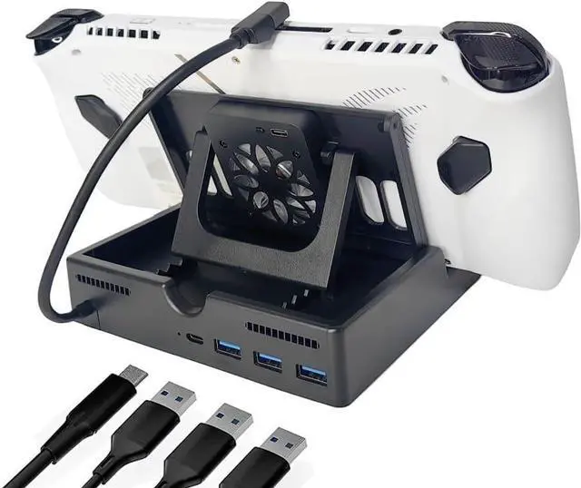 Alt view image 2 of 7 - for ROG Ally Docking Station Dock Base Cooling Fan Stand Multifunctional USB Type-c HDMI PD/60W Gigabit LAN (6 in 1)