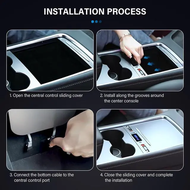 Alt view image 6 of 6 - Rislobx Car USB Charger Multi Port for 2021 2022 2023 Tesla Model 3 Model Y, Multifunctional Tesla USB Hub with Retractable Charging Cable, Tesla Model 3/Y Docking Station Fit Center Console (Black)