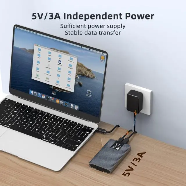 Alt view image 5 of 6 - SATA M.2 SSD Duplicator Enclosure, USB-C 5Gbps Docking Station for B/B+M Key 2230/2242/2260/2280 SSD with One-Key Offline Clone and System Disk Copy Function
