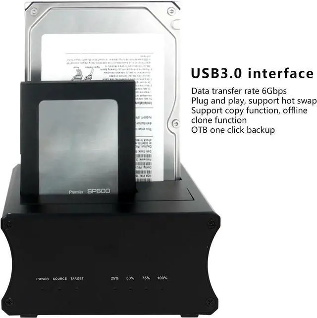 Alt view image 3 of 7 - USB3.0 External Hard Drive Docking Station, with NGFF M.2/mSATa Adapter, Copy Offline Clone Function, Plug and Play, One Click OTB Backup, 6Gbps Dual Bay HDD Docking Station(USA)